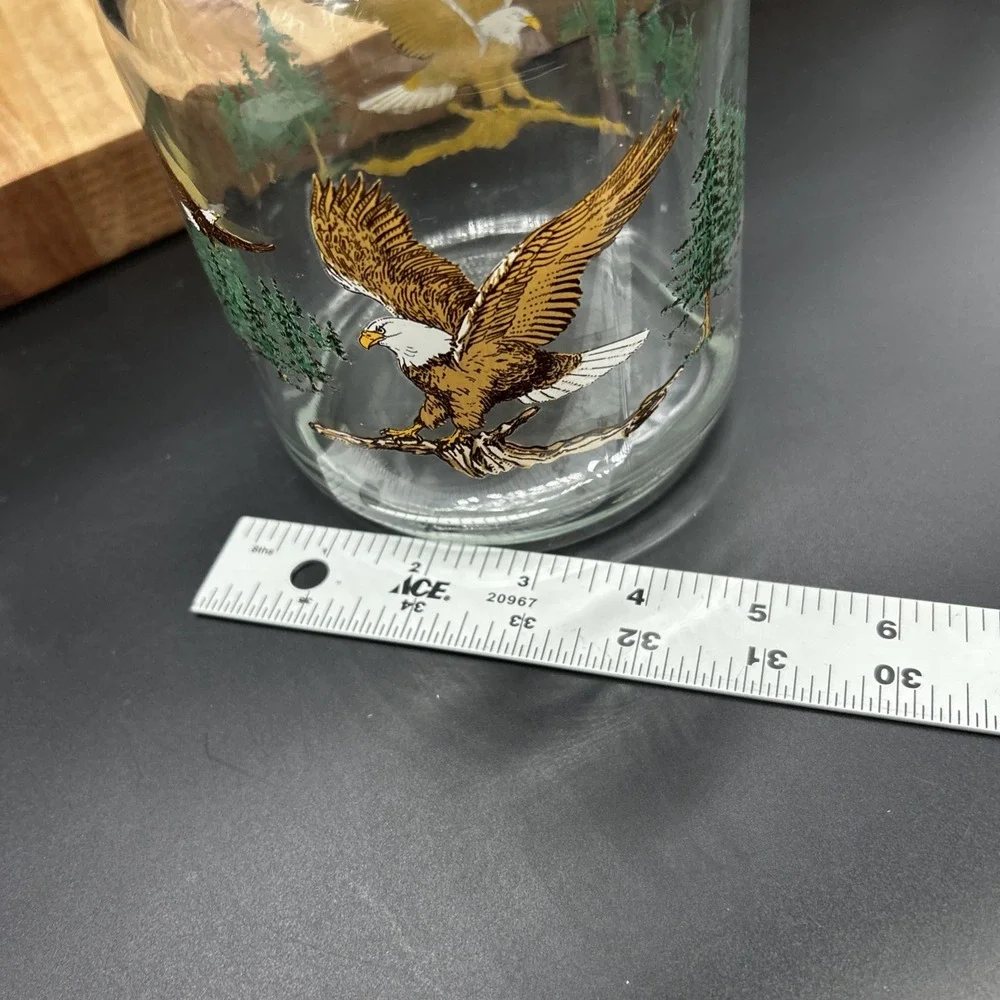 Vintage Glass Juice Pitcher Carafe Eagle Design Canada Sunoco Gas Premium
